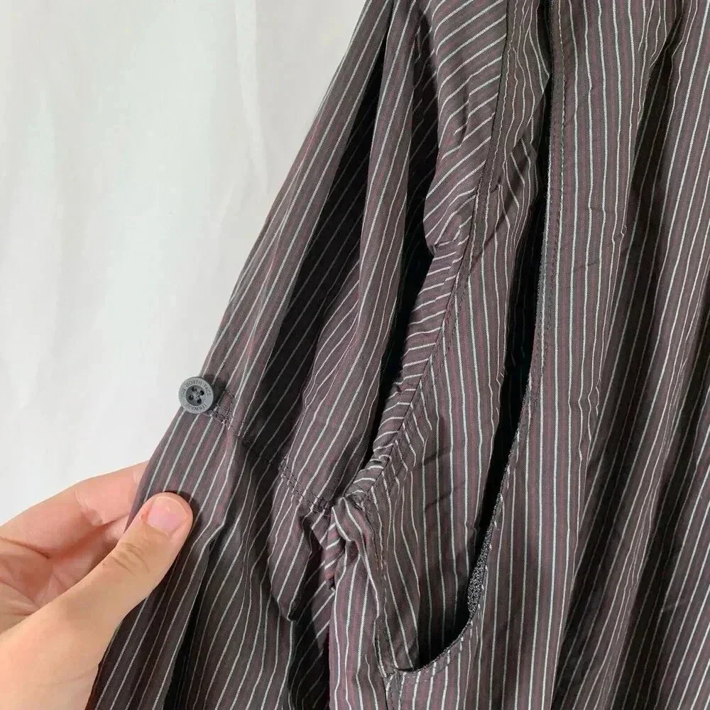 North Face Shirt Men's XXL Red Striped Long Sleeve Button Up Zip Pocket
